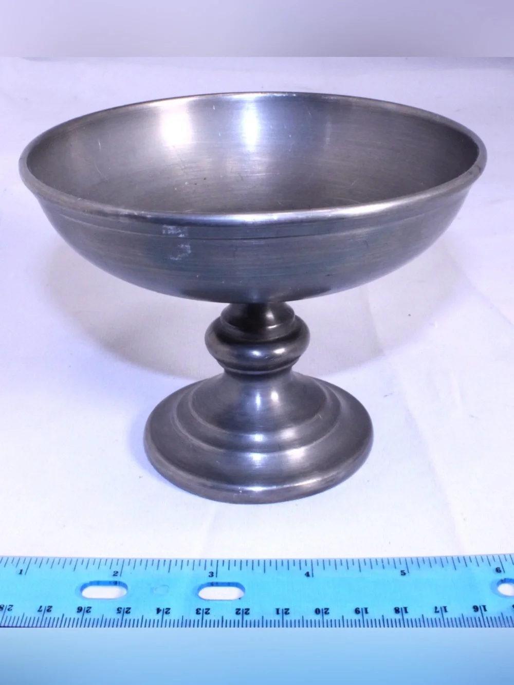 Vintage Pewter Pedestal Bowl Footed Chalice Compote Centerpiece